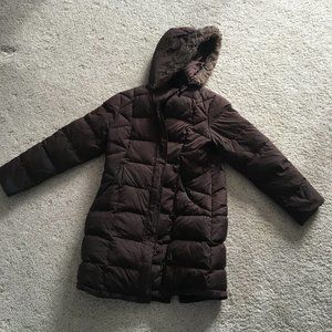 Brown Puffy Insulated Long Warm Coat